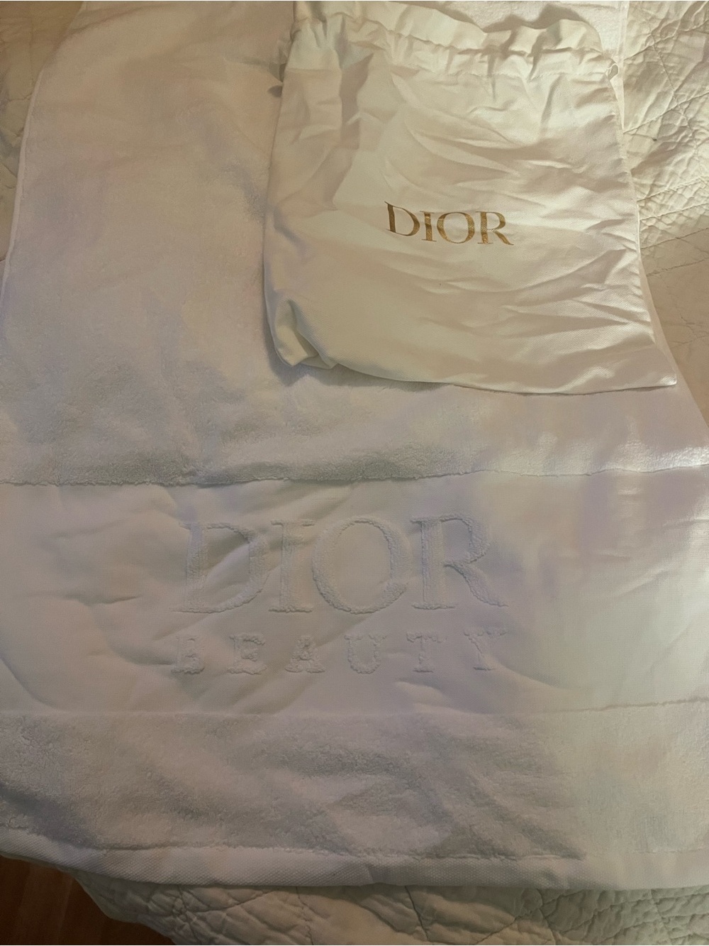Dior Beauty White Towel with Subtle Cream Tag